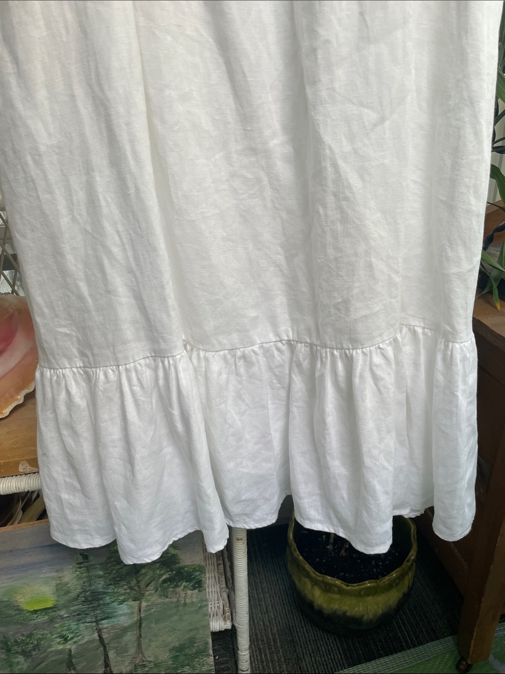 WHITE LINEN REFORMATION DRESS BUCATINI SZ 10 - Picture 4 of 9